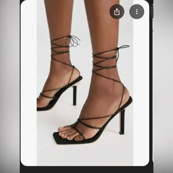 Good American Black Lace-Up Heels - Picture 1 of 9